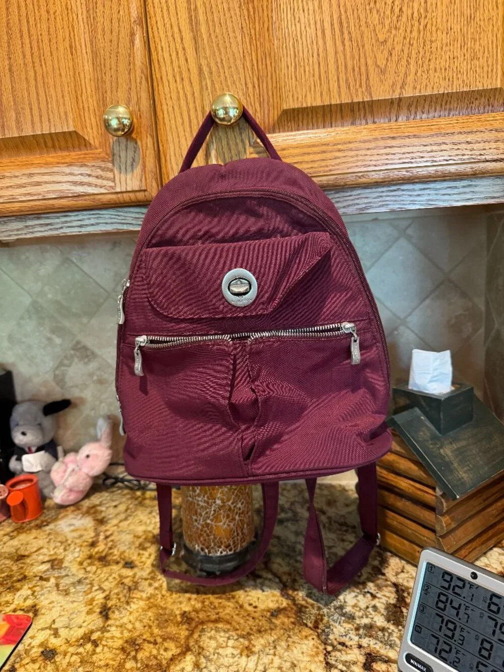 Baggallini Naples Convertible Small Daypack Sling Crossbody, Dark Cherry